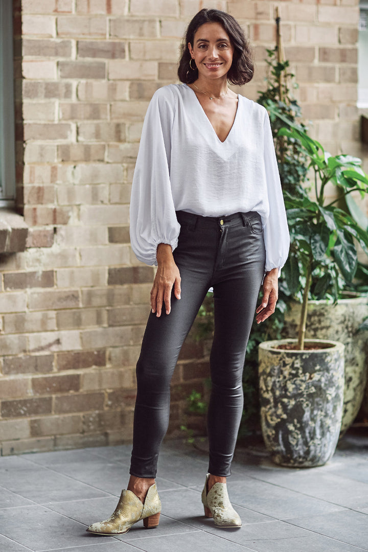 Amber Coated Skinny Jeans Black Pants