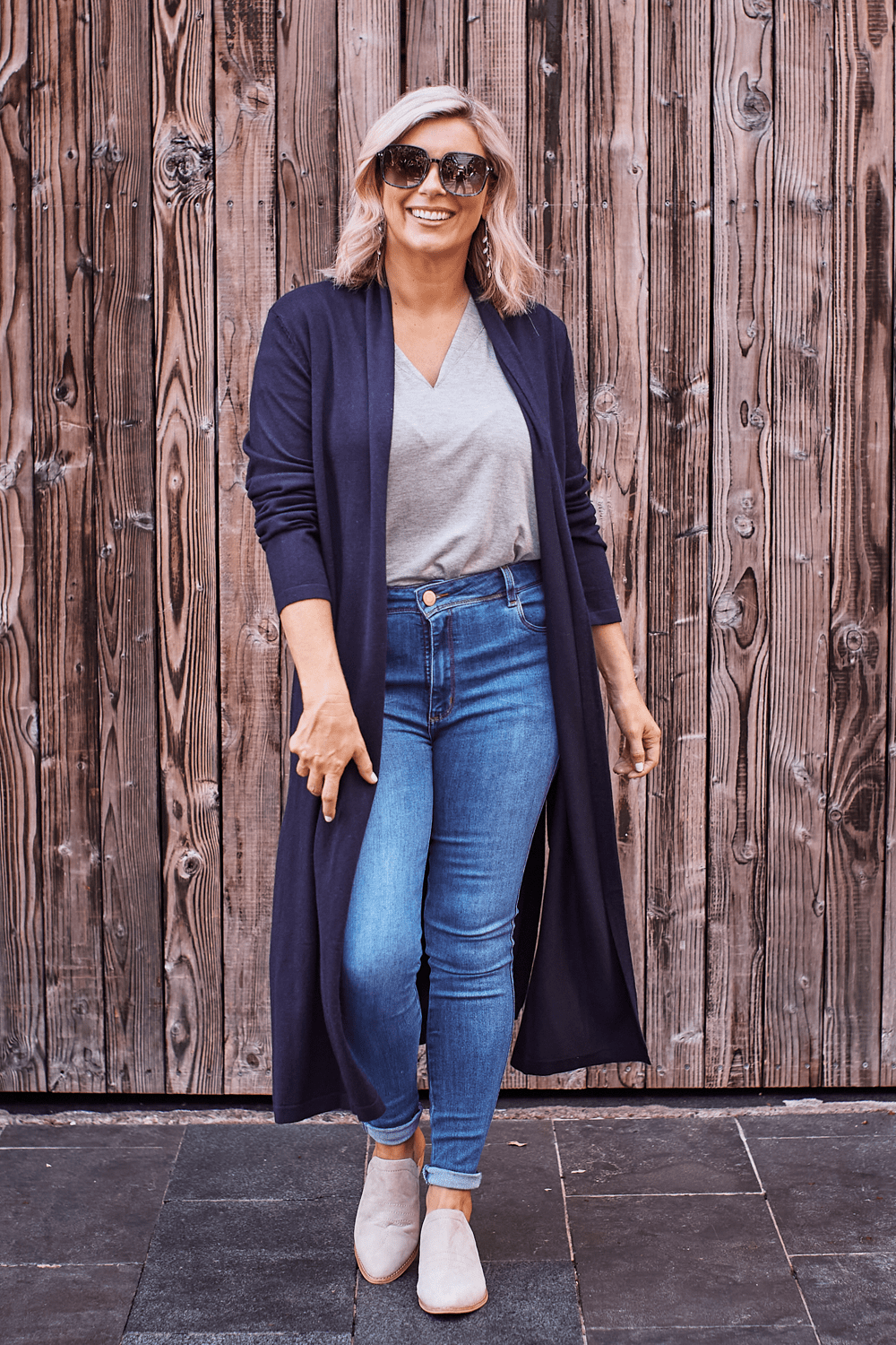 Dark blue long cardigan sale