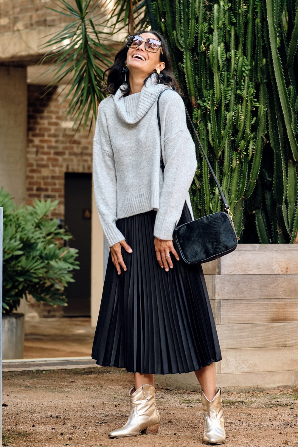 Pleated skirt hot sale and sweater