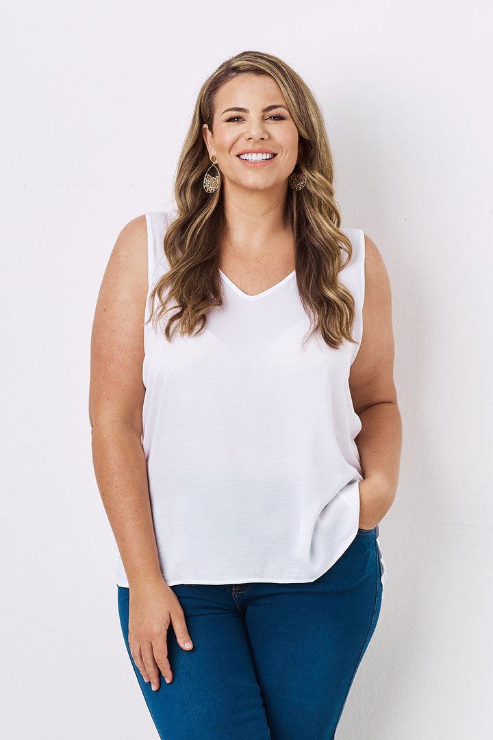 Zoe Sleeveless Top White Tops