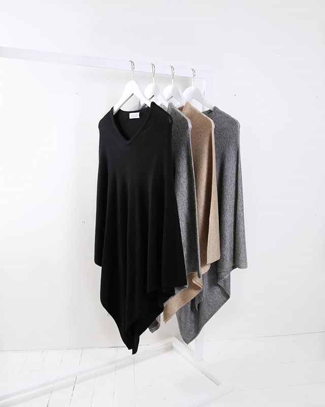 Cashmere and Wool Poncho Charcoal Knitwear