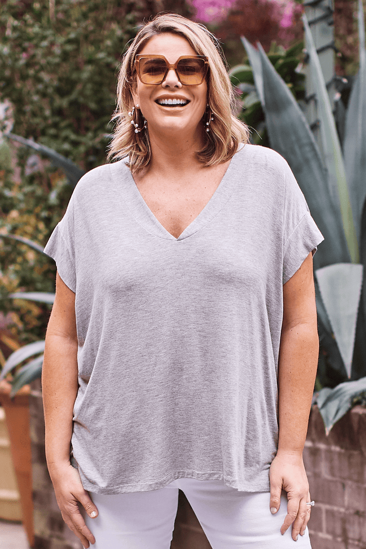 Elly Essential Short Sleeve Top Grey Tops