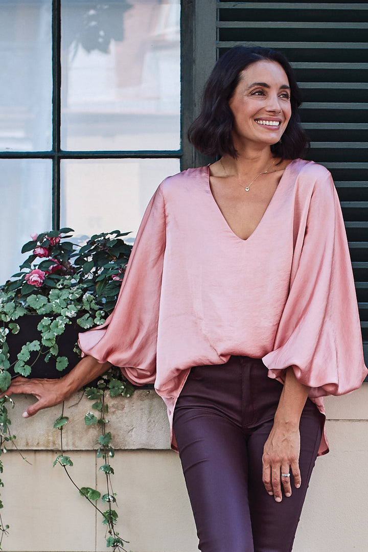 Sovana V-neck Long Sleeve Top Rose Tops