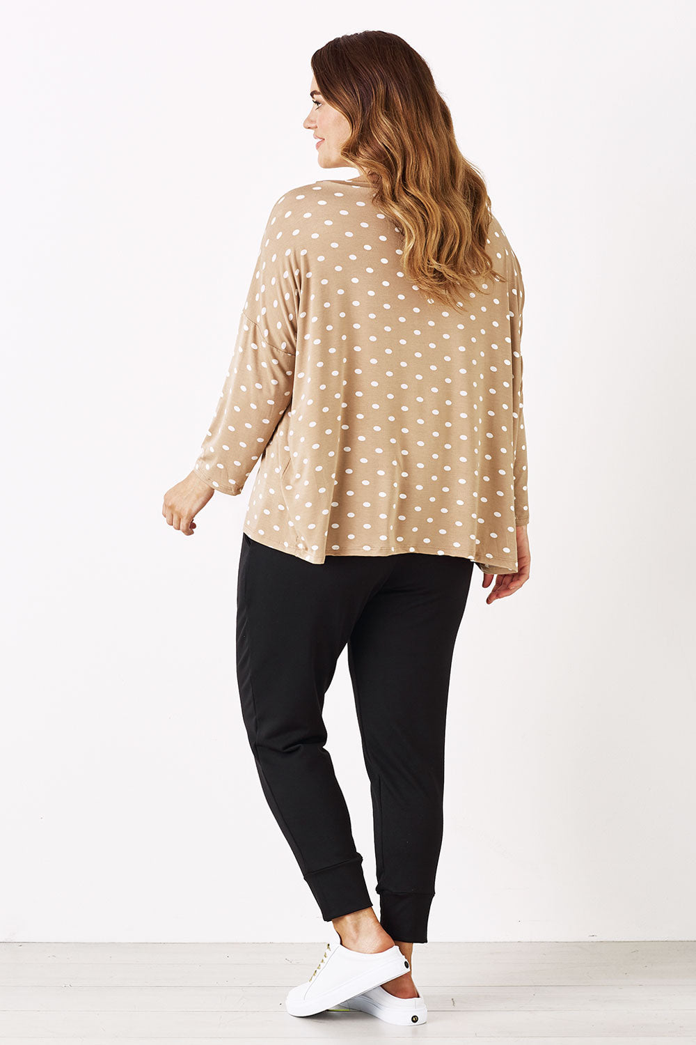 Essential Long Sleeve Spotted Top Almond Tops