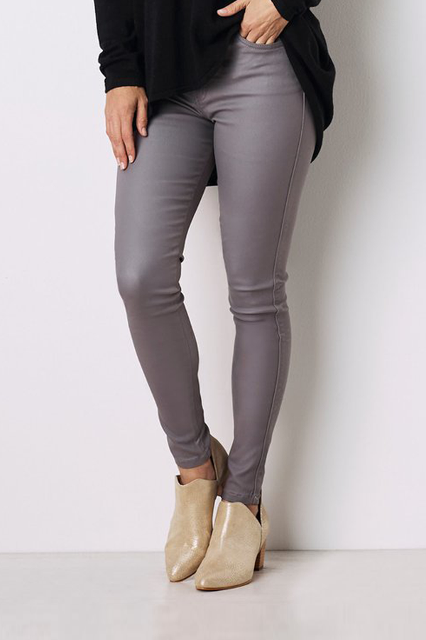 Amber Coated Skinny Jeans Grey Pants