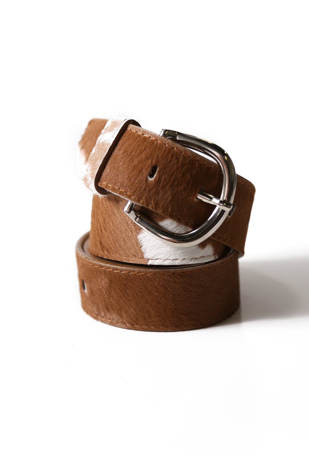 Jeans Belt Tan & White Cowhide Leather