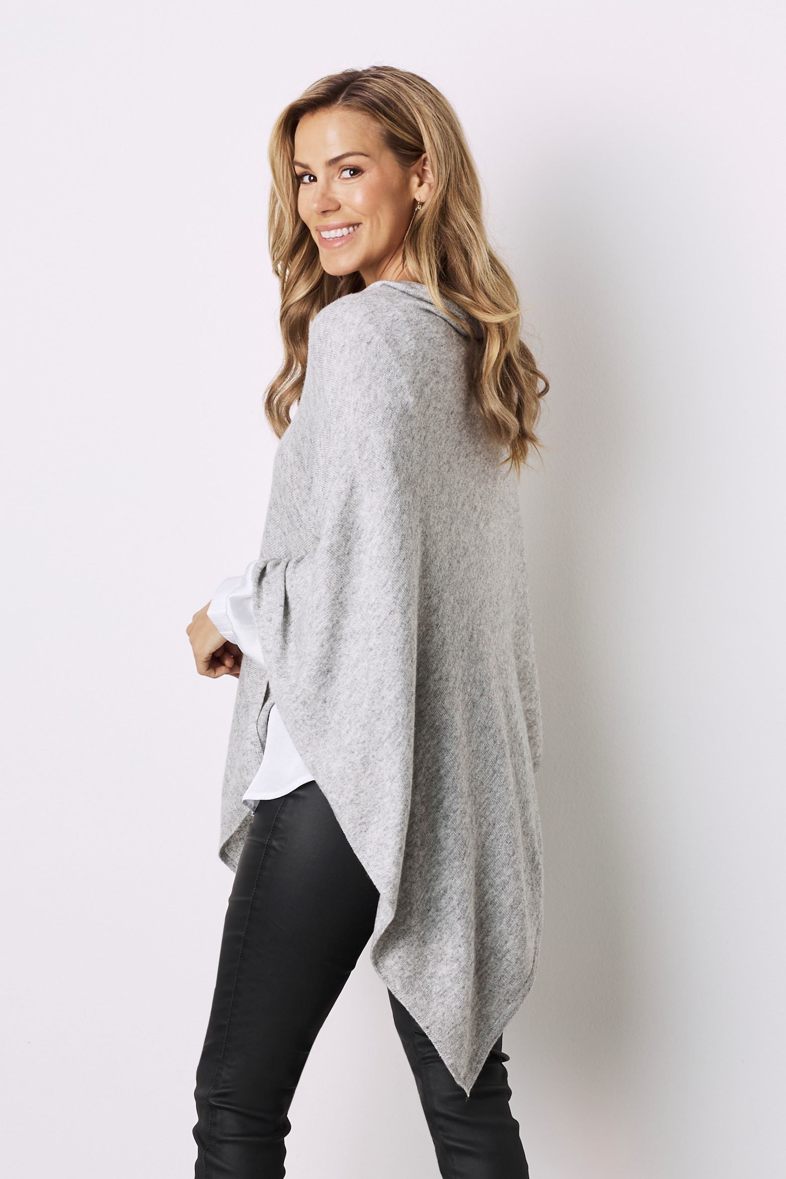 Gray cashmere store poncho