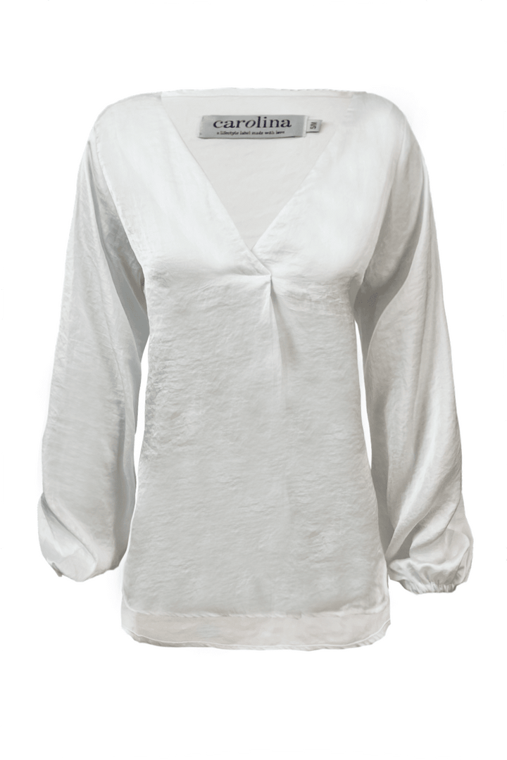 Charlotte V-Neck Long Sleeve Top White Tops