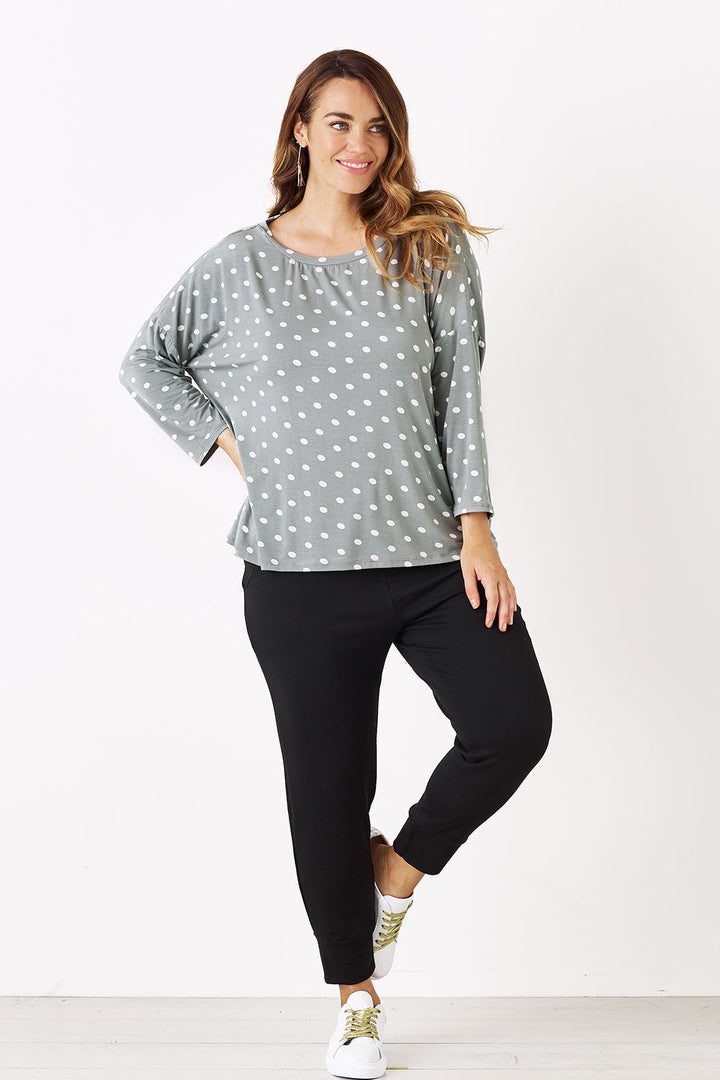 Essential Long Sleeve Spotted Top Aloe Tops