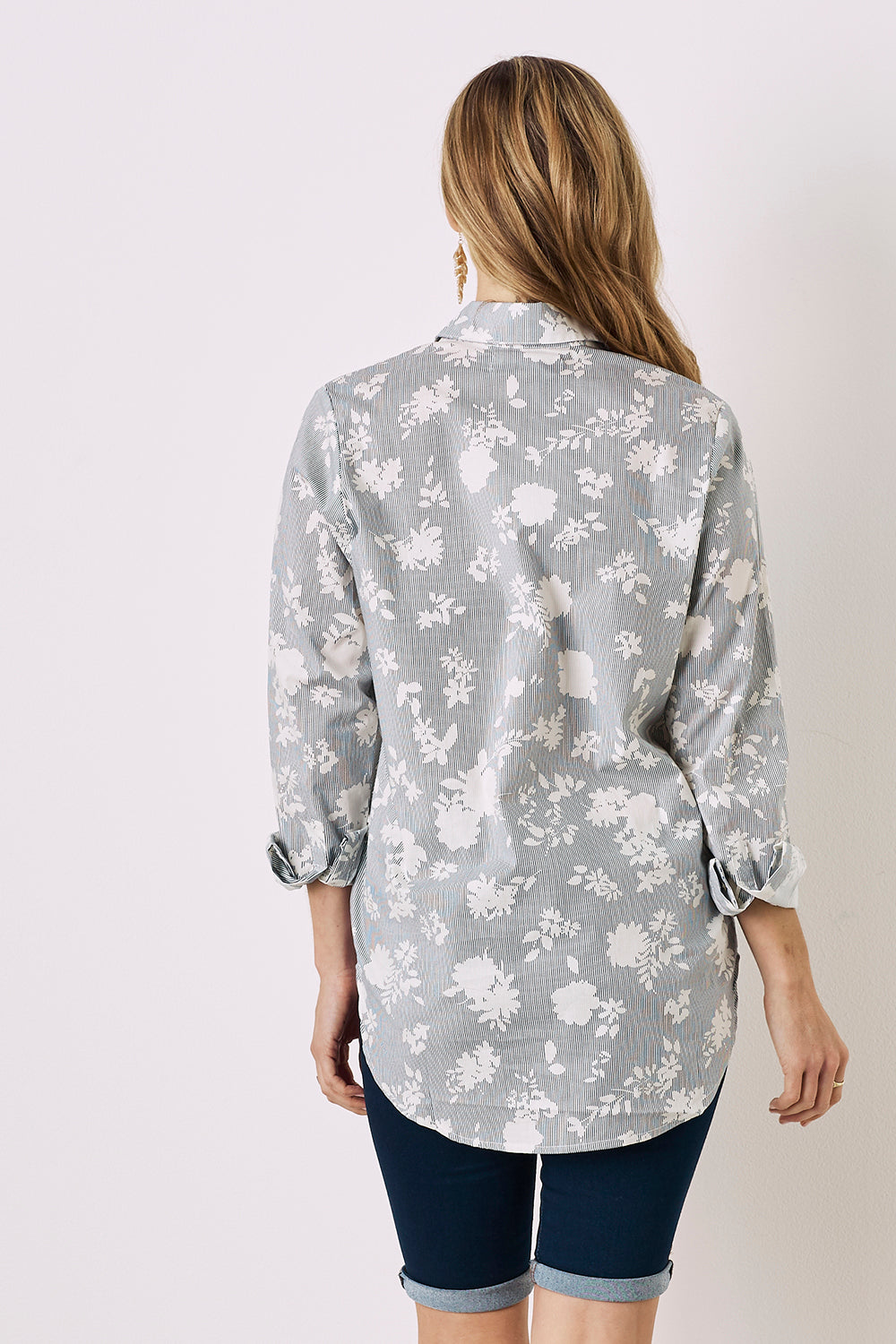 Ella Long Sleeve Collared Shirt Floral Print Tops