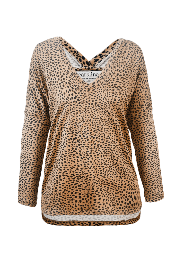 Erica Essential Long Sleeve Top Cheetah Camel Tops