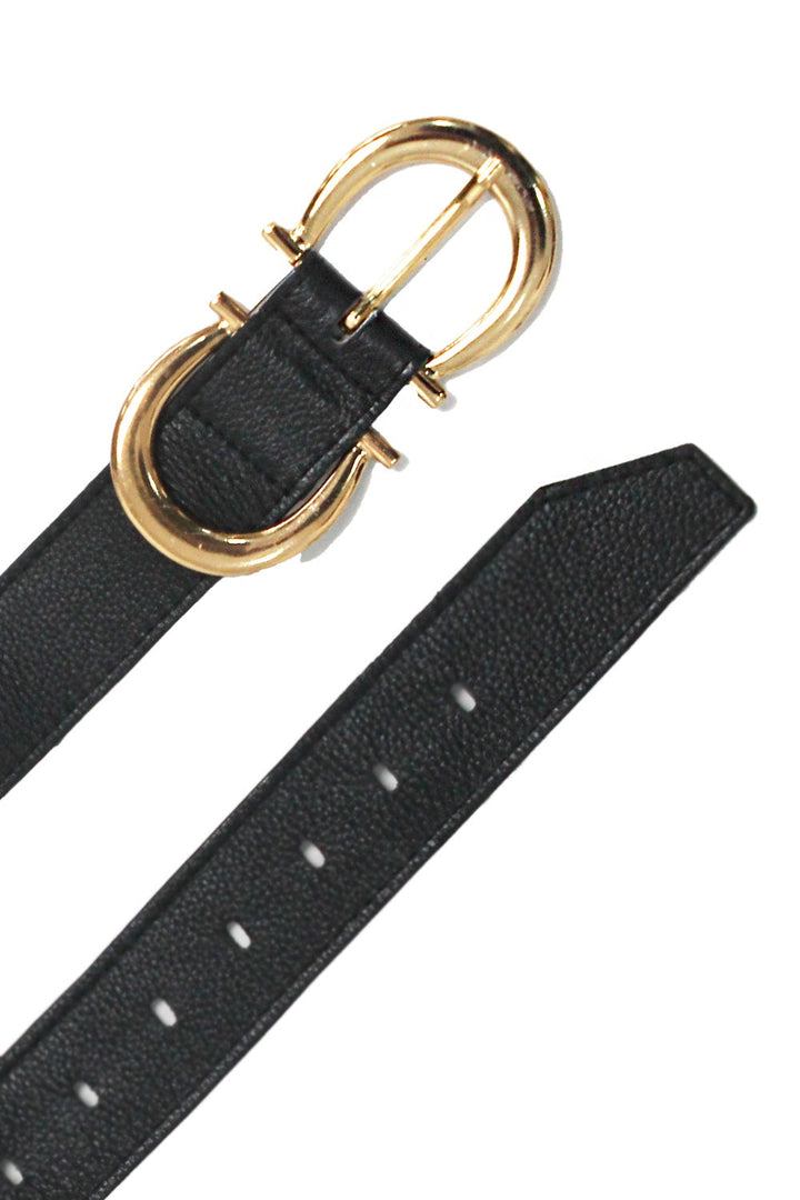 Ivy Double Buckle Belt Black SL Leather