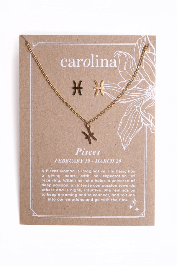 Pisces Zodiac Necklace & Earring Set Necklace