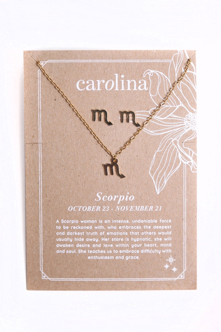 Scorpio Zodiac Necklace & Earring Set Necklace