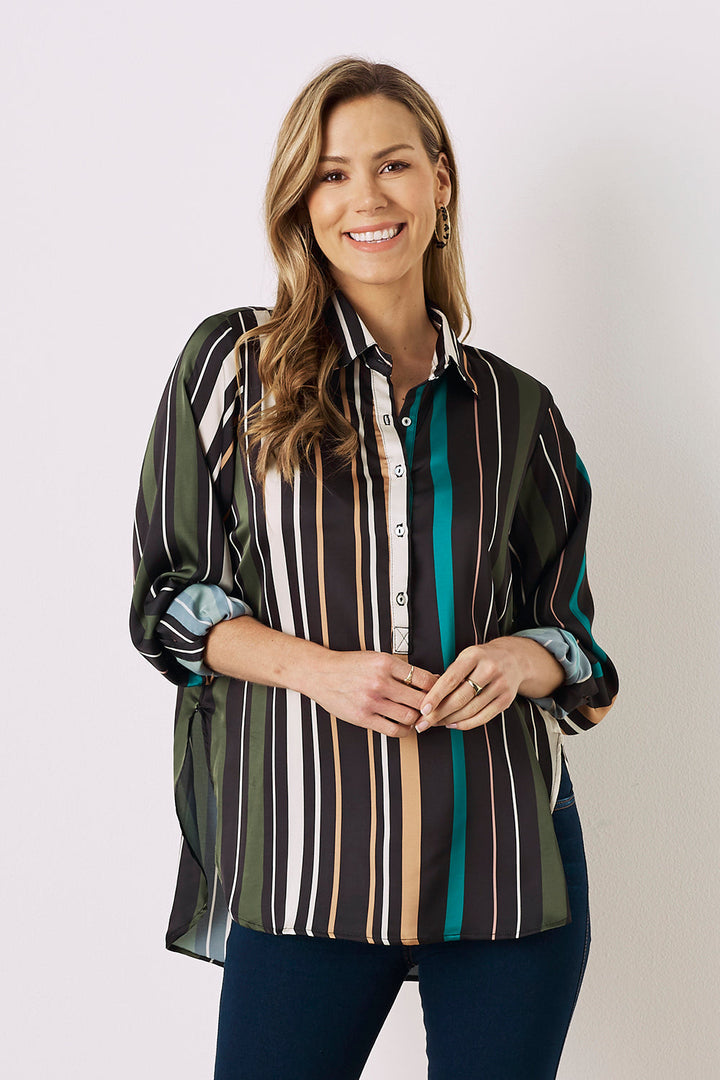 Sadie Long Sleeve Collared Shirt Tops