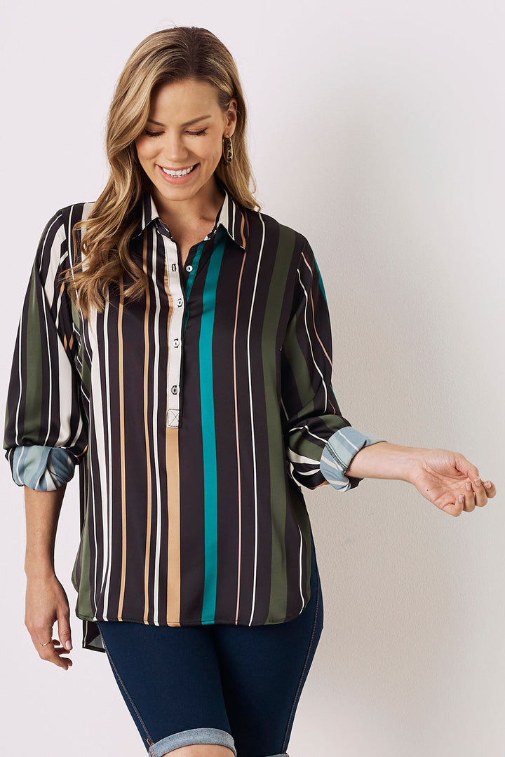 Sadie Long Sleeve Collared Shirt Tops