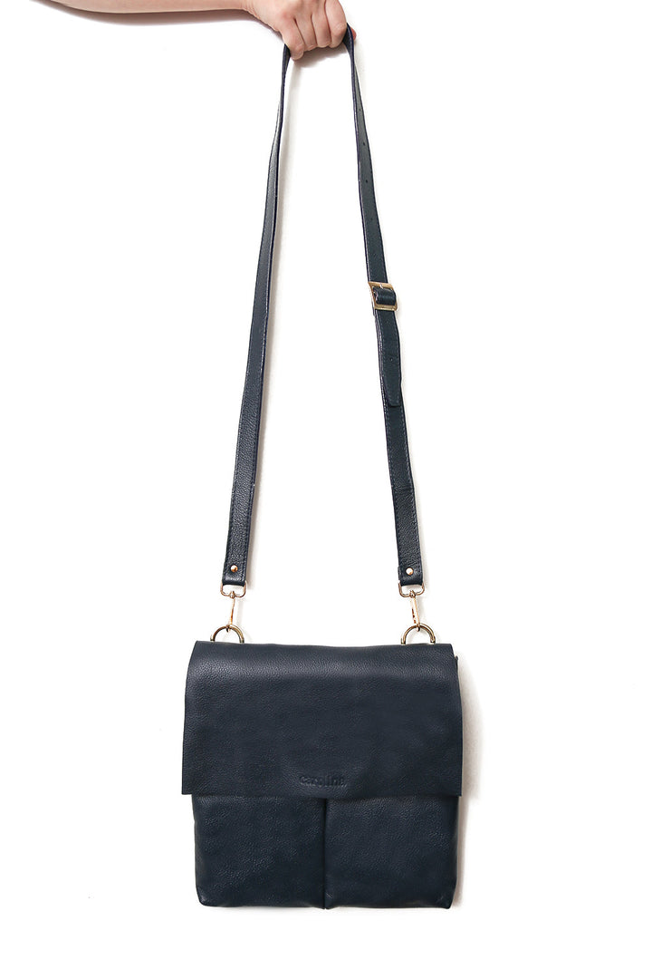 Barcelona Leather Handbag Navy SL Leather