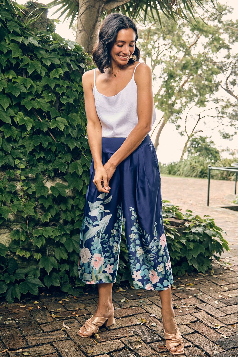 Navy wide shop leg pants australia