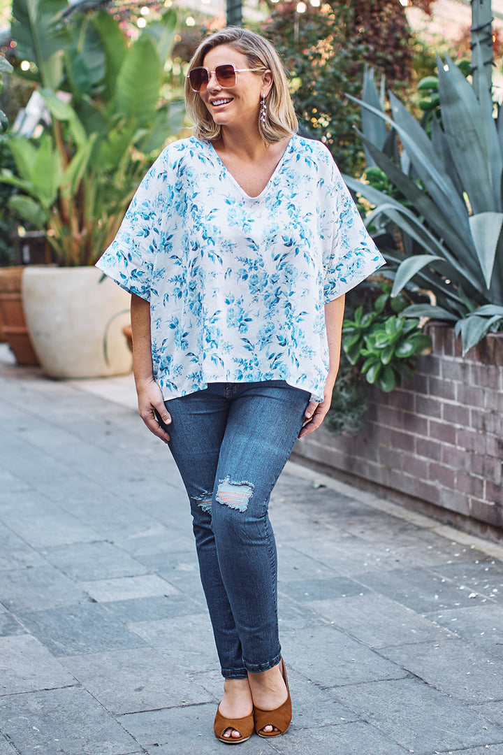 Pure Linen Floral Top