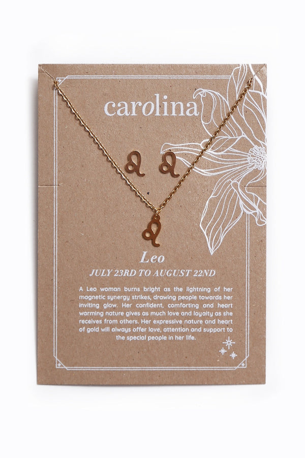 Leo Zodiac Necklace & Earring Set Necklace