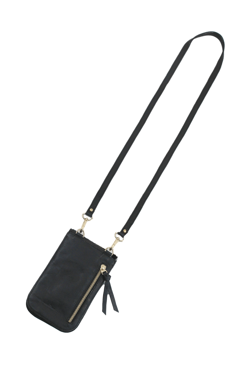 Melina XL Mobile Phone Holder Black and White Cowhide Leather