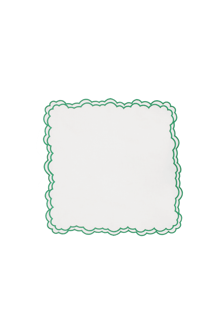 Embroidered Linen Napkin Emerald Set of 4 Decor